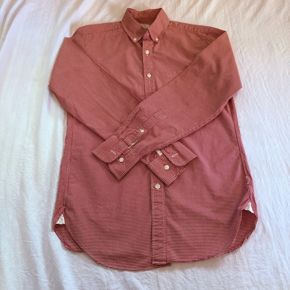 J.Crew 2‑Ply Cotton Gingham Button‑Down Shirt – XS (13–13½)